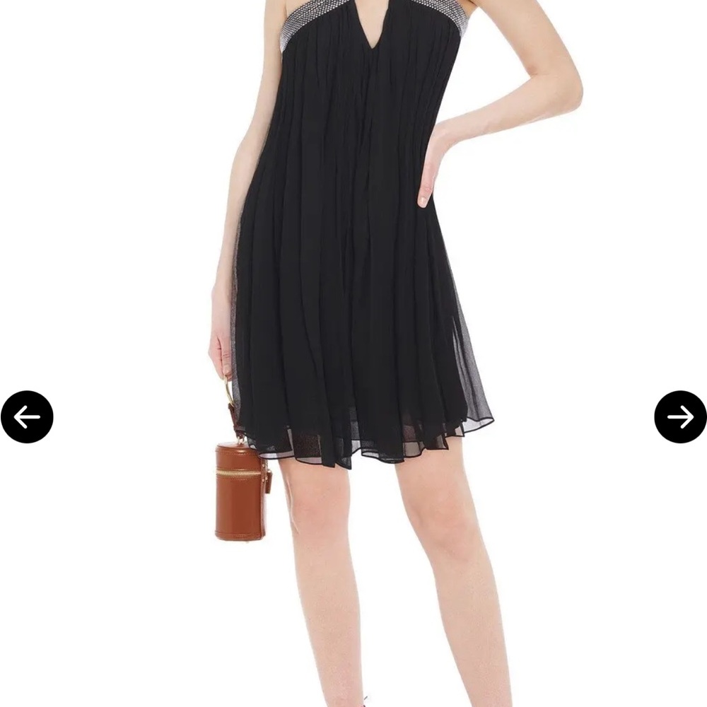 ba&sh Jing Black Mini Dress with Silver Accents